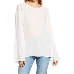 Treasure & Bond Soft Voile Round Neck Blouse Top Sz Medium in Ivory NWT